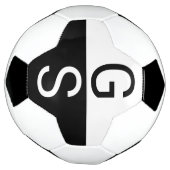 白黒イニシャルモノグラム サッカーボール (回転)
