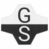 白黒イニシャルモノグラム サッカーボール (フラット)