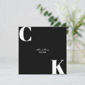 白黒イニシャル日付の保存招待状 招待状 (スタンド正面)