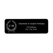 白黒イニシャル結婚リース差出人住所 ラベル (正面)