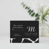 白黒イニシャル返信カード 出欠カード (スタンド正面)