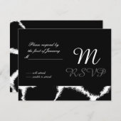 白黒イニシャル返信カード 出欠カード (正面/裏面)