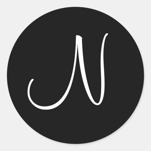 白黒イニシャルN カスタマイズ - ラウンドシール (正面)