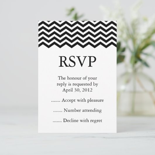 白黒イベントの返信、RSVP、または応答カード 出欠カード (スタンド正面)