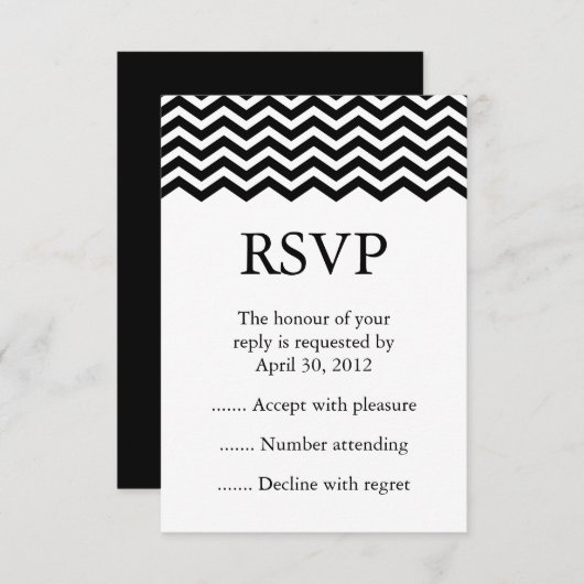 白黒イベントの返信、RSVP、または応答カード 出欠カード (正面/裏面)