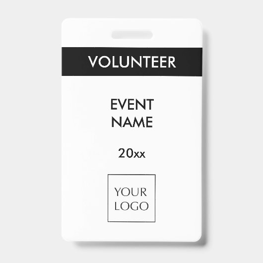 白黒イベントボランティアロゴバッジ バッジ (正面)