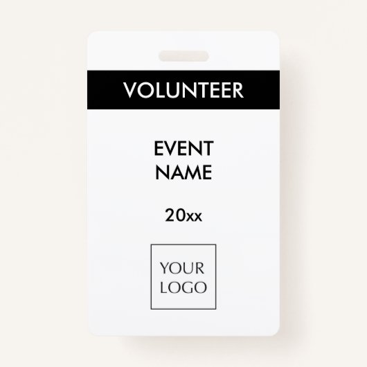 白黒イベントボランティアロゴバッジ バッジ (正面)