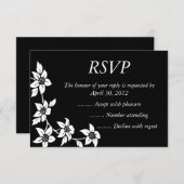 白黒イベント返信、RSVP、または返信カード 出欠カード (正面/裏面)