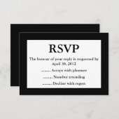 白黒イベント返信、RSVP、または返信カード 出欠カード (正面/裏面)