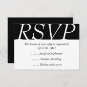 白黒イベント返信、RSVP、または返信カード 出欠カード (正面/裏面)