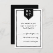 白黒イベント返信、RSVP、または返信カード 出欠カード (正面/裏面)