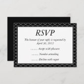 白黒イベント返信、RSVP、または返信カード 出欠カード (正面/裏面)