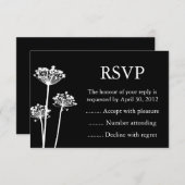 白黒イベント返信、RSVP、または返信カード 出欠カード (正面/裏面)