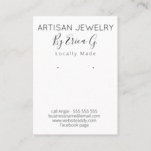 白黒イヤリングジュエリー表示カード 名刺 (正面)