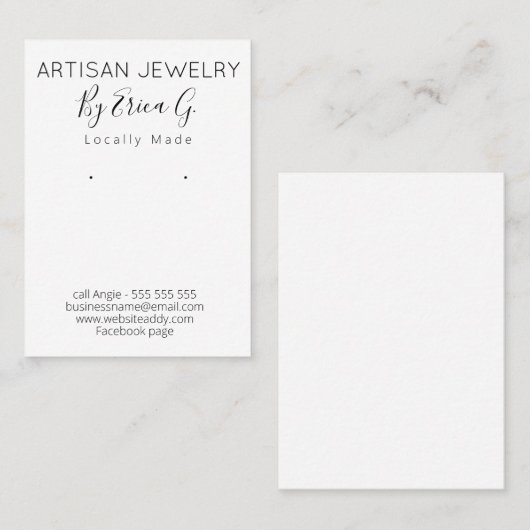 白黒イヤリングジュエリー表示カード 名刺 (正面/裏面)