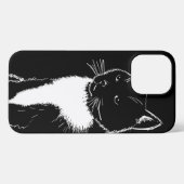 白黒イラストレーションの猫 iPhoneケース (裏面横)