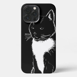 白黒イラストレーションの猫 iPhone 13 PRO MAXケース