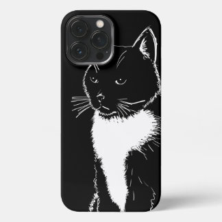 白黒イラストレーションの猫 iPhone 13 PRO MAXケース