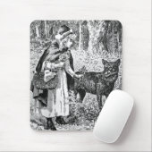 白黒イラストレーションレッドライディングフードウルフ マウスパッド (マウス)