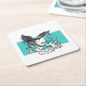 白黒イラストレーション スクエアペーパーコースター (アングル)