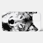 白黒インクアートワークウルフ Case-Mate iPhoneケース (裏面 (横))