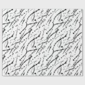 白黒インクイン絵を描ク（ばちゃばちゃ）跳ねる ラッピングペーパー (フラット)