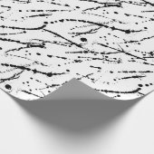 白黒インクイン絵を描ク（ばちゃばちゃ）跳ねる ラッピングペーパー (角)