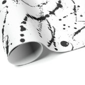 白黒インクイン絵を描ク（ばちゃばちゃ）跳ねる ラッピングペーパー (ロールコーナー)