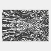 白黒インクスケッチ ラッピングペーパーシート (正面)