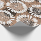 白黒インクデイジークラフト紙芸術的  ラッピングペーパー (角)