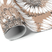 白黒インクデイジークラフト紙芸術的  ラッピングペーパー (ロールコーナー)