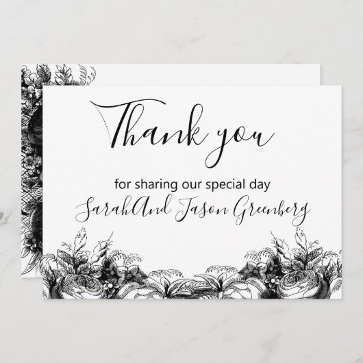 白黒インク洗結婚浄 サンキューカード (正面/裏面)