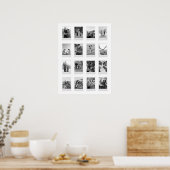 白黒インスタントフィルム16フォトコラージュ ポスター (キッチン)