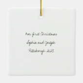 白黒インスタントフォトスタイル結婚の写真 セラミックオーナメント (裏面)