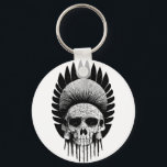 白黒インディアンスカル キーホルダー<br><div class="desc">スカルと先住民アメリカのアドレス。白黒の部族スカルダークアート。</div>