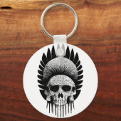 白黒インディアンスカル キーホルダー (正面)