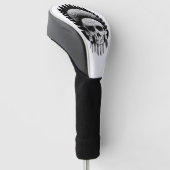 白黒インディアンスカル ゴルフヘッドカバー (アングル)