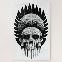 白黒インディアンスカル ジグソーパズル