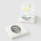 白黒インディアンスカル ストーンコースター (横)