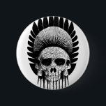 白黒インディアンスカル 缶バッジ<br><div class="desc">スカルと先住民アメリカのアドレス。白黒の部族スカルダークアート。</div>
