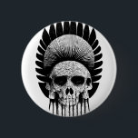 白黒インディアンスカル 缶バッジ<br><div class="desc">スカルと先住民アメリカのアドレス。白黒の部族スカルダークアート。</div>