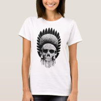 白黒インディアンスカルTシャツ