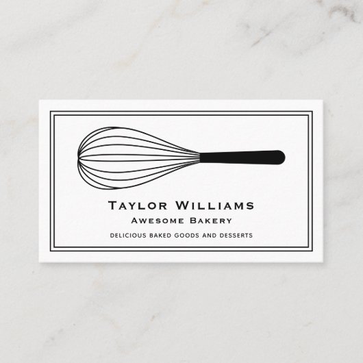 白黒ウィスクベーカリーベイカーベイクショップカフェ 名刺 (正面)