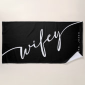 白黒ウィフィービーチタオル、花嫁への贈り物 ビーチタオル (正面)