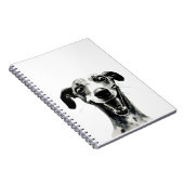 白黒ウィペット |かわいいグレイハウンド ノートブック (右側)