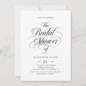 白黒ウィムシー書道ブライダルシャワー 招待状 (正面)