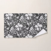 白黒ウィリアム・モリスアイリスおよびユリ バスタオルセット (ハンドタオル)