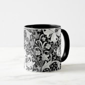 白黒ウィリアム・モリスアイリスおよびユリ マグカップ (正面右)