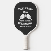 白黒ウィルミントンNC USAカスタム ピックルボールラケット (正面)