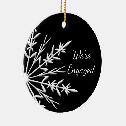 白黒ウィンタースノーフレーク婚約 セラミックオーナメント (右)